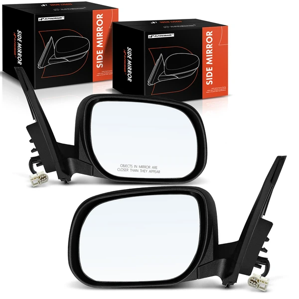 Driver & Passenger Mirror, with Heating, Power Adjustment, Manual Folding, Smooth Black A-Premium APMI1502TW