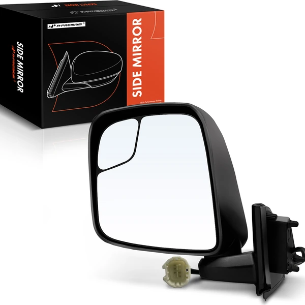 Left Driver Side Mirror, Powered, with Heated, Textured Black A-Premium APMI642