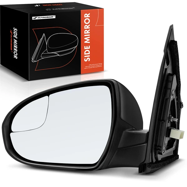 Left Driver Side Mirror, with Heating, Power Adjustment, Manual Folding, Smooth Black A-Premium APMI643