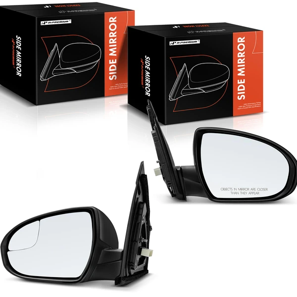 Driver & Passenger Mirror, with Heating, Power Adjustment, Manual Folding, Smooth Black A-Premium APMI1505TW