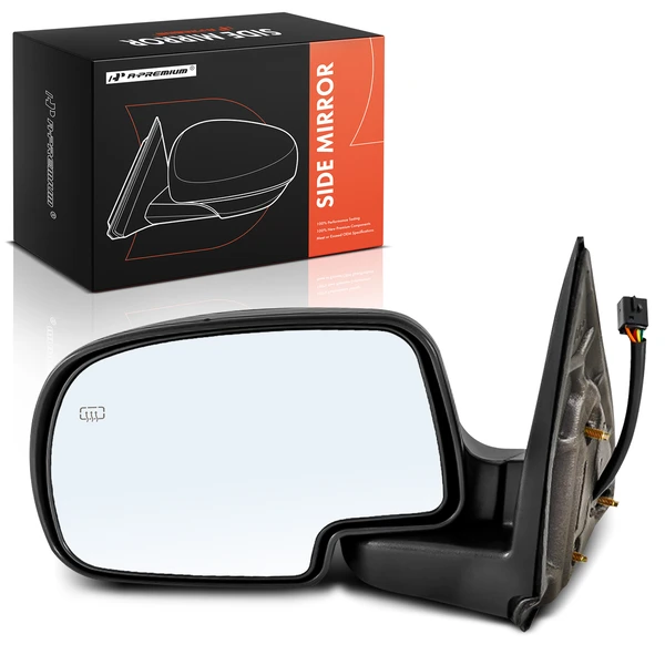 Left Driver Side Mirror, Powered, with Heated, Textured Black A-Premium APMI2037