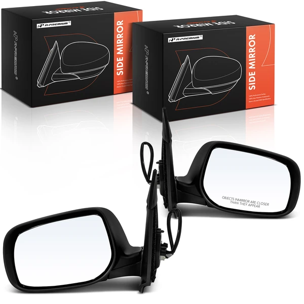 Driver & Passenger Mirror, Power Adjustment, Manual Folding, Smooth Black A-Premium APMI2041