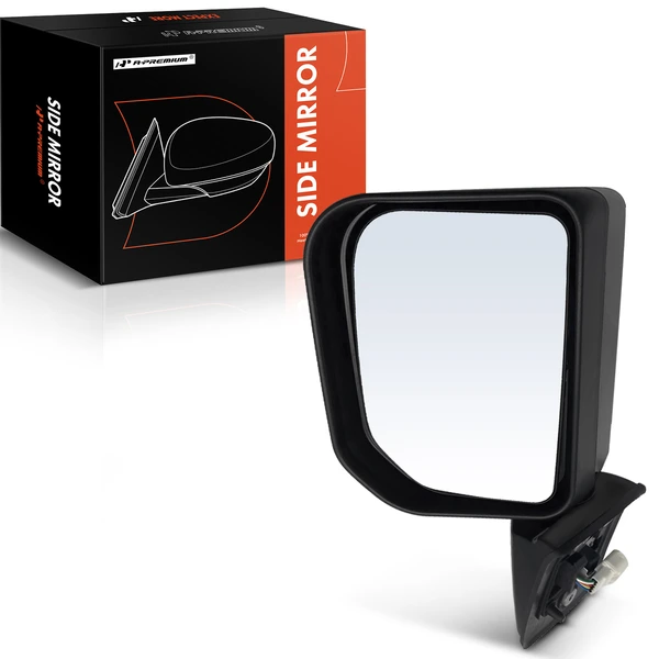 Left Driver Side Mirror, Power Adjustment, Manual Folding, Smooth Black A-Premium APMI646
