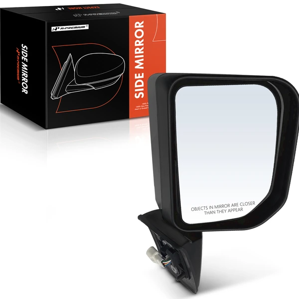 Right Passenger Side Mirror, Power Adjustment, Manual Folding, Smooth Black A-Premium APMI645