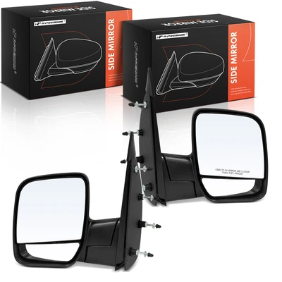 2 Pcs Driver & Passenger Black Mirror with Manual Glass Adjust