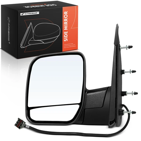 2002 Ford E-250 Econoline Left Driver Side Mirror, Powered, Smooth Black A-Premium APMI2058