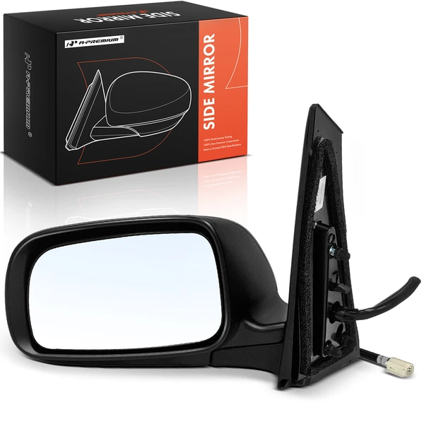 2008-2009 Toyota Prius Left Driver Side Mirror, Power Adjustment, Manual Folding, Smooth Black A-Premium APMI2064