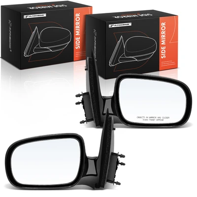 2 Pcs Driver & Passenger Black Smooth Mirror with Manual Glass Adjust