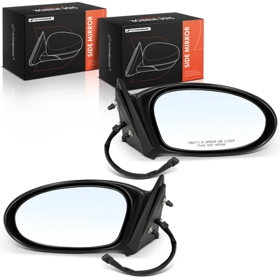 2 Pcs Driver & Passenger Smooth Black Mirror with Power Glass Adjust