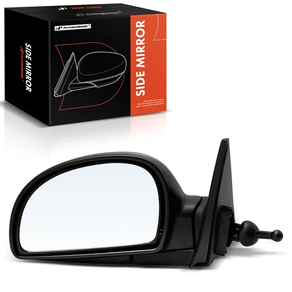 2002-2006 Hyundai Accent Left Driver Side Mirror, Manual Adjustment, Manual Folding, Textured Black A-Premium APMI1510TW