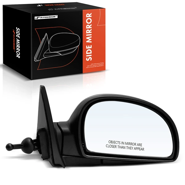2002-2006 Hyundai Accent Right Passenger Side Mirror, Manual Adjustment, Manual Folding, Textured Black A-Premium APMI1512TW