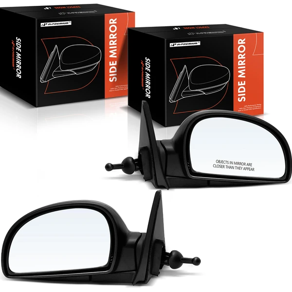 2002-2006 Hyundai Accent Driver & Passenger Mirror, Manual Adjustment, Manual Folding, Textured Black A-Premium APMI1511TW