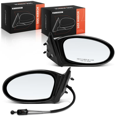 2 Pcs Driver & Passenger Black Mirror with Manual Glass Adjust