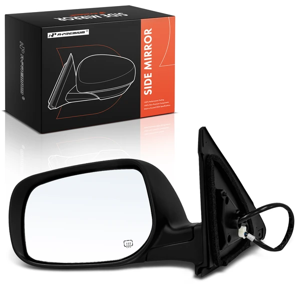 Left Driver Side Mirror, Powered, with Heated, Smooth Black A-Premium APMI2073