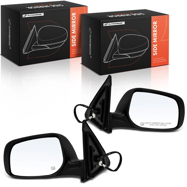 Driver & Passenger Mirror, with Heating, Power Adjustment, Manual Folding, Smooth Black A-Premium APMI2072