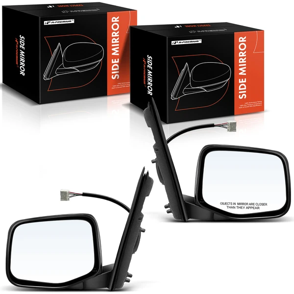 Driver & Passenger Mirror, with Heating, Power Adjustment, Manual Folding, Gloss Black A-Premium APMI1517TW