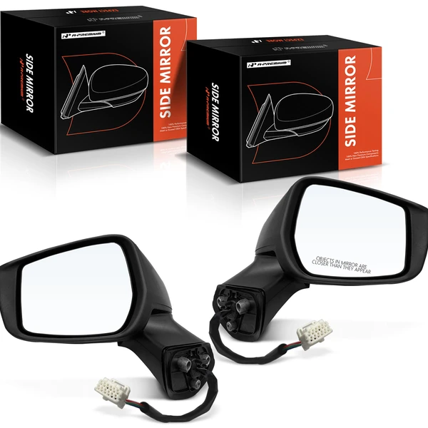 Driver & Passenger Mirror, Power Adjustment, Manual Folding, Smooth Black A-Premium APMI1518TW