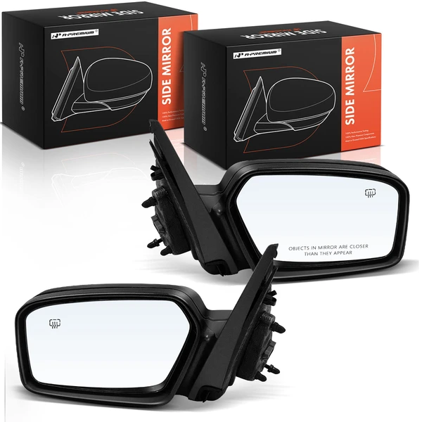 Driver & Passenger Mirror, with Heating, Power Adjustment, Manual Folding, Smooth Black A-Premium APMI2075