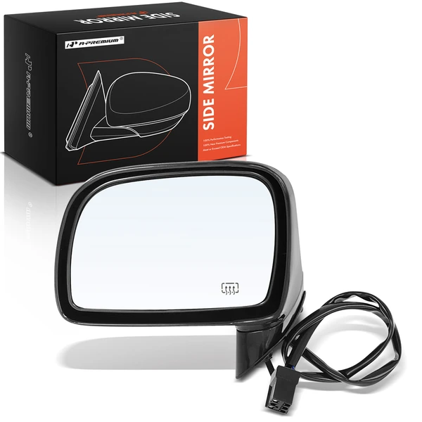 Left Driver Side Mirror, with Heating, Power Adjustment, Manual Folding, Smooth Black A-Premium APMI2797TW