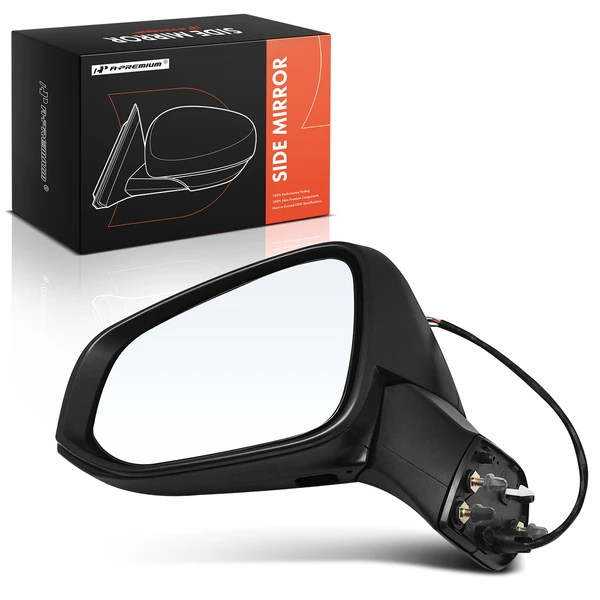 Left Driver Side Mirror, Powered, with Heated, Smooth Black A-Premium APMI1523TW
