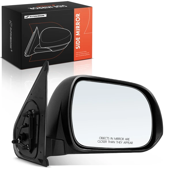 Right Passenger Side Mirror, Manual Adjustment, Manual Folding, Smooth Black A-Premium APMI2089