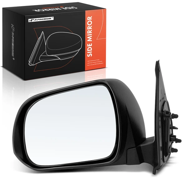 Left Driver Side Mirror, Manual Adjustment, Manual Folding, Smooth Black A-Premium APMI2091