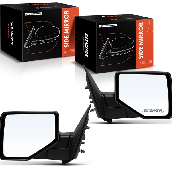 Driver & Passenger Mirror, Manual Adjustment, Manual Folding, Textured Black A-Premium APMI1526TW