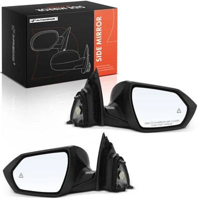 2 Pcs Black Power Mirror with Manual Folding