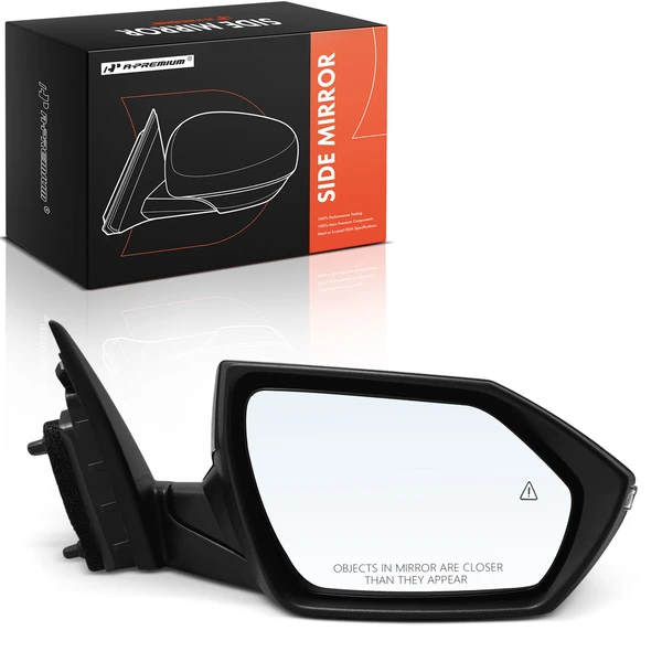 Front Right Passenger Side Mirror, with Heating, Power Adjustment, Manual Folding, Smooth Black A-Premium APMI2521