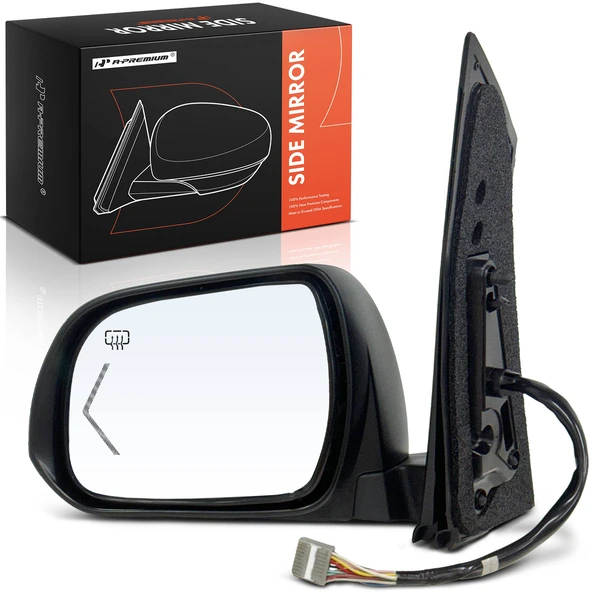 Left Driver Side Mirror, with Heating, Power Adjustment, Power Folding, Gloss Black A-Premium APMI2097