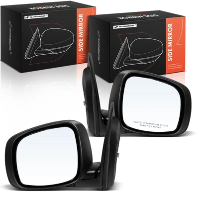 2 Pcs Driver & Passenger Black Smooth Mirror with Manual Glass Adjust