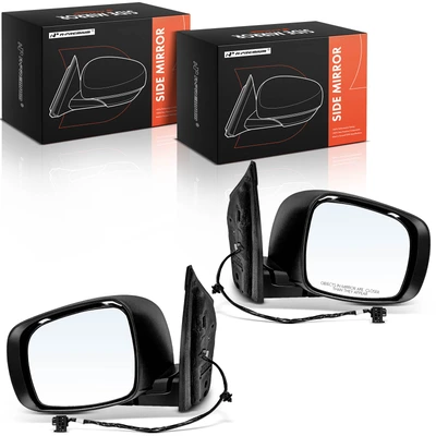 2 Pcs Driver & Passenger Primed Black Mirror with Power Glass Adjust