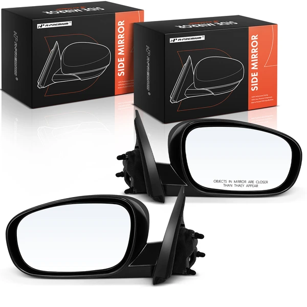 Driver & Passenger Mirror, with Heating, Power Adjustment, Manual Folding, Textured Black A-Premium APMI2114