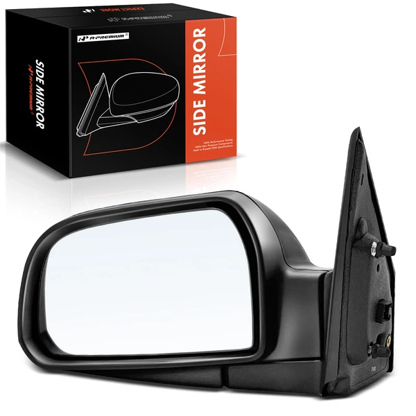 2005-2009 Hyundai Tucson Left Driver Side Mirror, Power Adjustment, Manual Folding, Smooth Black A-Premium APMI1531TW