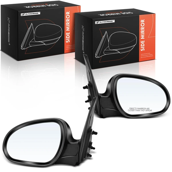Driver & Passenger Mirror, with Heating, Power Adjustment, Manual Folding, Smooth Black A-Premium APMI1533TW