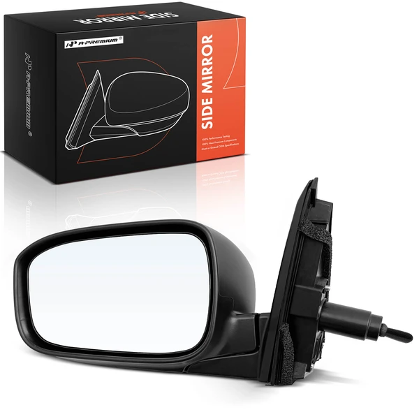 2003-2007 Honda Accord Left Driver Side Mirror, Manual Adjustment, Manual Folding, Smooth Black A-Premium APMI2388TW