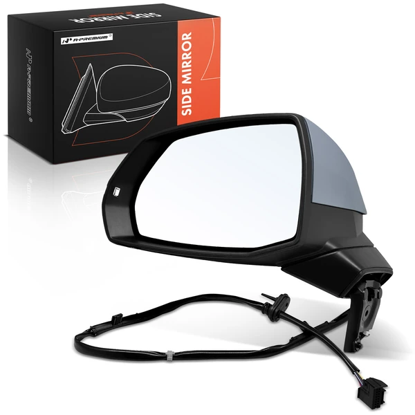 Left Driver Side Mirror, Powered, with Heated, Paintable Black A-Premium APMI2491