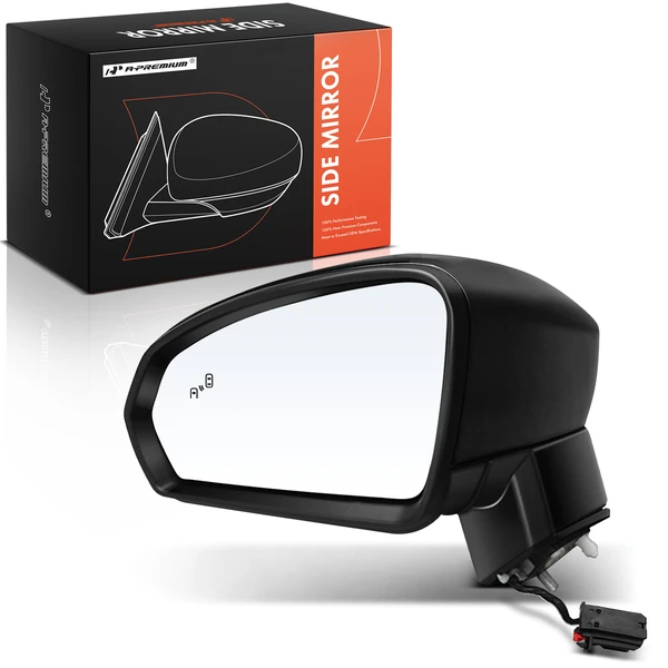 2022-2024 Volkswagen Taos Left Driver Side Mirror, with Heating, Power Adjustment, Manual Folding, Paintable Black A-Premium APMI2494