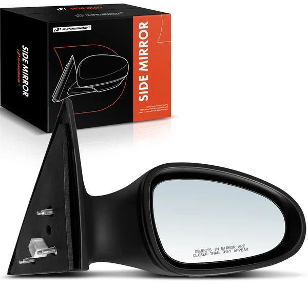 Right Passenger Side Mirror, with Heating, Manual Adjustment, Non-Folding, Smooth Black A-Premium APMI846