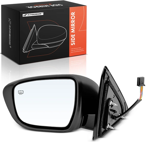 Left Driver Side Mirror, Powered, with Heated, Smooth Black A-Premium APMI2387TW