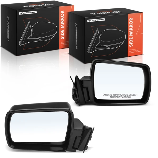 Driver & Passenger Mirror, Manual Adjustment, Manual Folding, Smooth Black A-Premium APMI2908TW