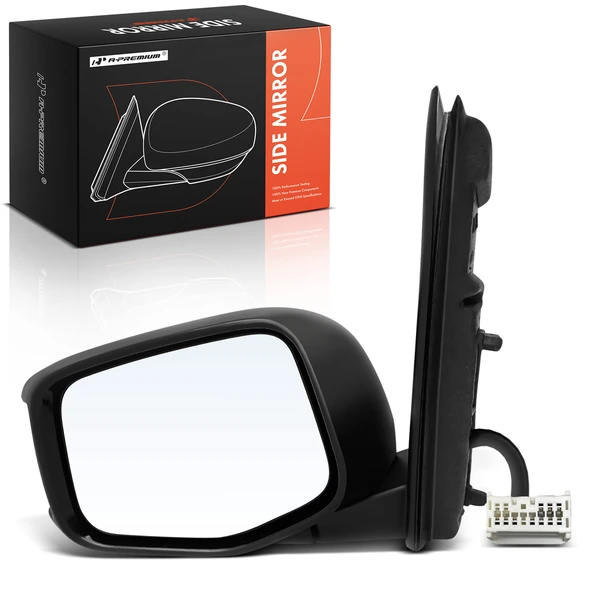 Left Driver Side Mirror, with Heating, Power Adjustment, Manual Folding, Gloss Black A-Premium APMI2402TW
