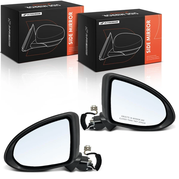 Driver & Passenger Mirror Assembly, Power Adjustment, Manual Folding, Smooth Black A-Premium APMI3456TW