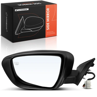 Left Driver Side Mirror, with Heating, Power Adjustment, Manual Folding, Smooth Black A-Premium APMI2406TW