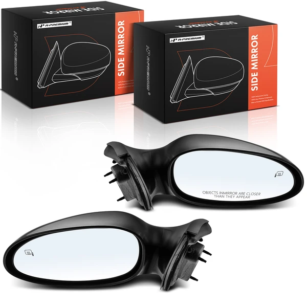 2005-2009 Buick LaCrosse Driver & Passenger Mirror, with Heating, Power Adjustment, Non-Folding, Smooth Black A-Premium APMI2117