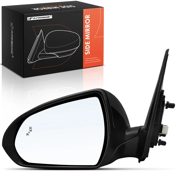 Left Driver Side Mirror, with Heating, Power Adjustment, Manual Folding, Smooth Black A-Premium APMI2395TW
