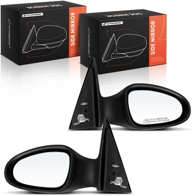 2 Pcs Driver & Passenger Black Mirror with Manual Glass Adjust