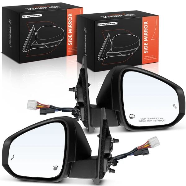 Driver & Passenger Mirror, with Heating, Power Adjustment, Manual Folding, Black A-Premium APMI3174TW