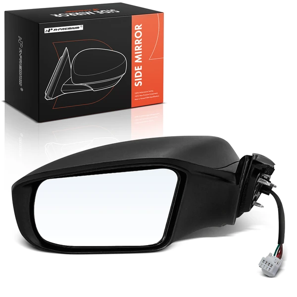 Left Driver Side Mirror, with Heating, Power Adjustment, Manual Folding, Smooth Black A-Premium APMI2409TW