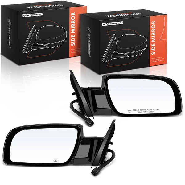 1992-1999 GMC C2500 Driver & Passenger Mirror, Powered, with Heated, Gloss Black A-Premium APMI2119